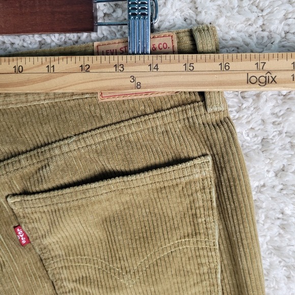 Levi's Corduroy Pants Mens 31x27 Tan Excellent Cutoff Raw Hem Casual 5-Pocket - Picture 5 of 14